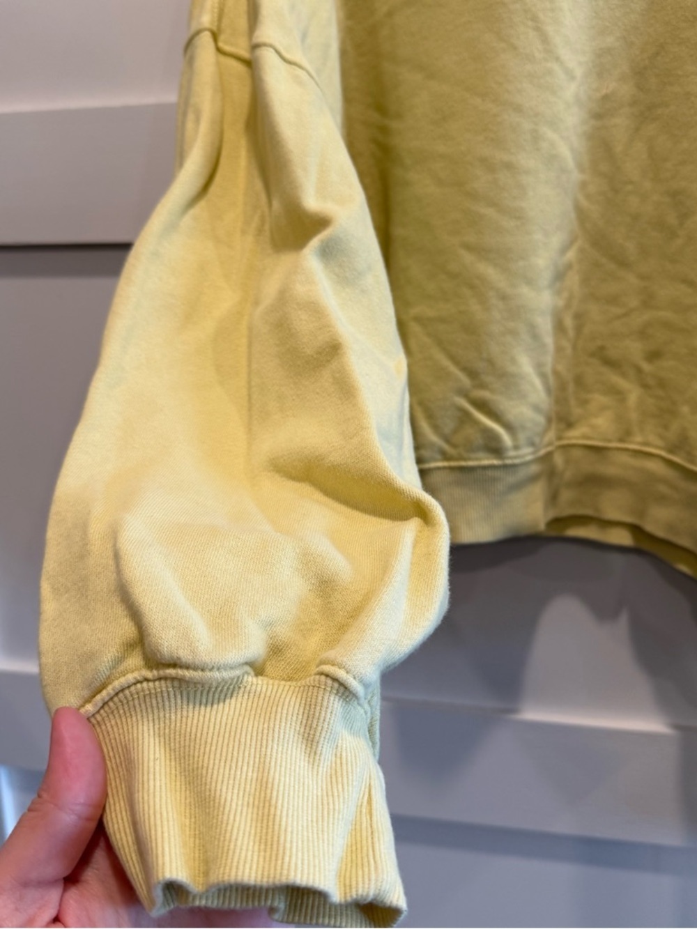 Pastel Yellow Cropped Crewneck Sweatshirt - Picture 3 of 7